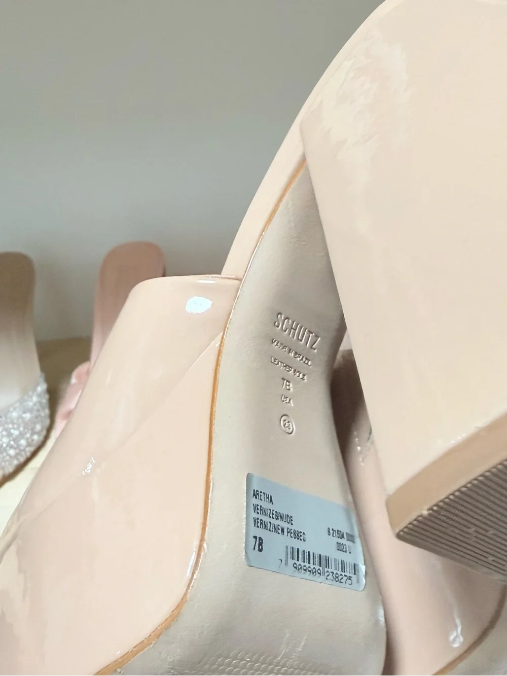 SCHUTZ Blush Patent Platform Slide Sandals